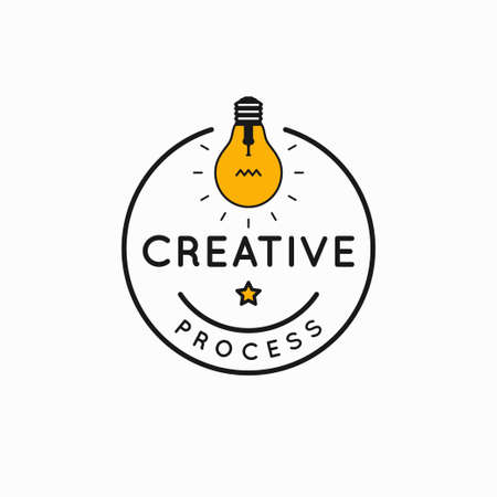 Creative process rounded linear idea on white background.のイラスト素材
