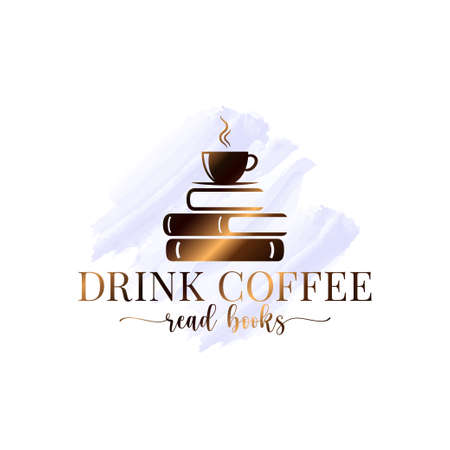 illustration Coffee and books on white background.のイラスト素材
