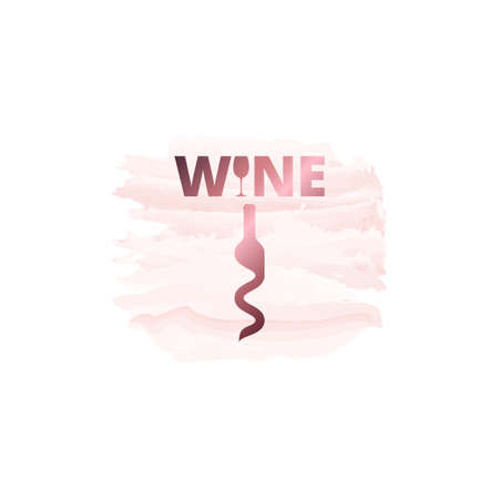 wine bottle with glass and corkscrewのイラスト素材