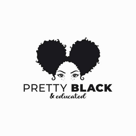 Black woman with afro ponytail hairstyleのイラスト素材