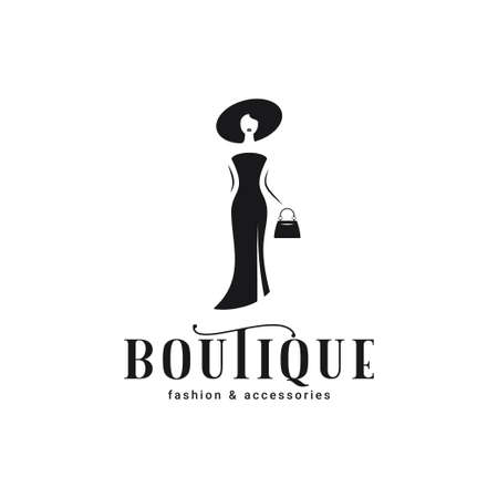 Woman in dress and hat. Boutique womanのイラスト素材