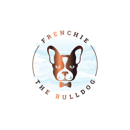Frenchie bulldog logo. Rounded logo of bulldogのイラスト素材