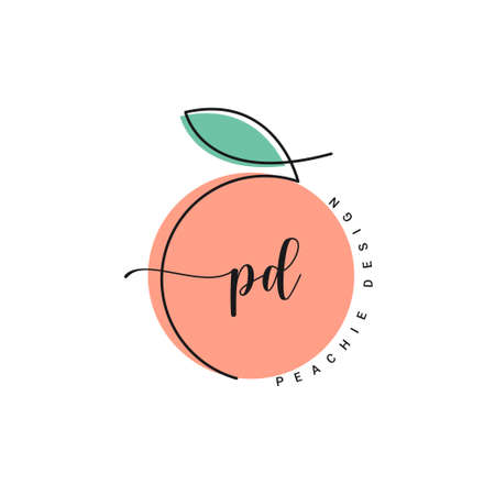 Peach logo on white background. Peachy design logoのイラスト素材
