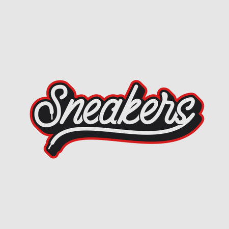 Sneakers lettering. Sport shoes on backgroundのイラスト素材