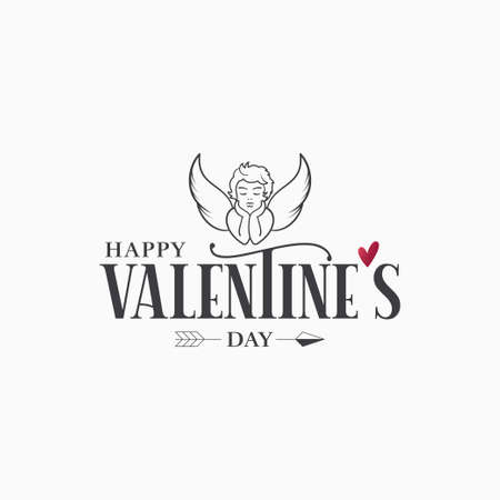 Valentines day card with cupid on white backgrounsのイラスト素材