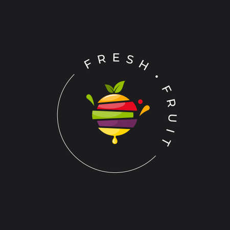 Fresh Exotic fruits logo on black backgroundのイラスト素材