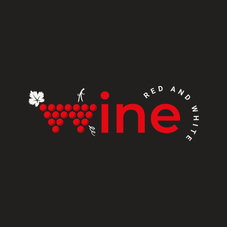 wine logo with wine grape red and white on blackのイラスト素材