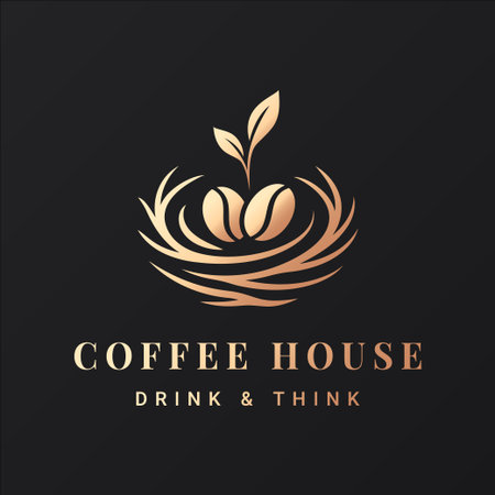 Coffee  design with coffee beans in bird nest.のイラスト素材