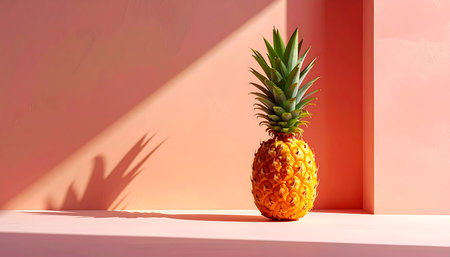 Pineapple on pink background. Minimal summer concept. 3d renderの素材
