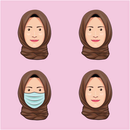 beautiful woman head with brown veilのイラスト素材