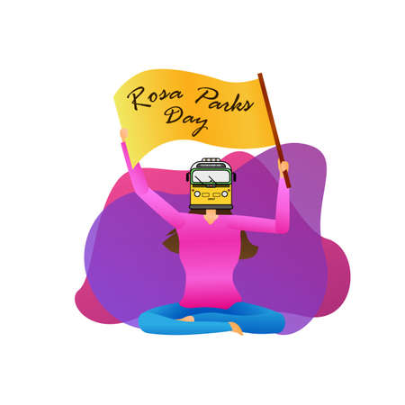 illustration of woman holding up the rosa parks day flagのイラスト素材