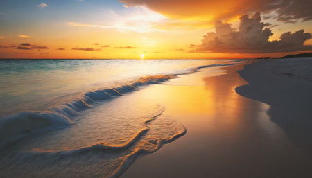 Beautiful sunset on the beach in the tropics. Panoramaの素材