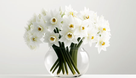 Bouquet of white daffodils in a vaseの素材