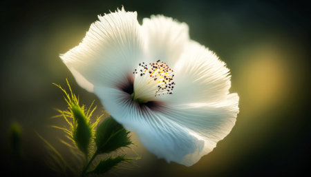 Beautiful white hibiscus flower on a blurred background.の素材