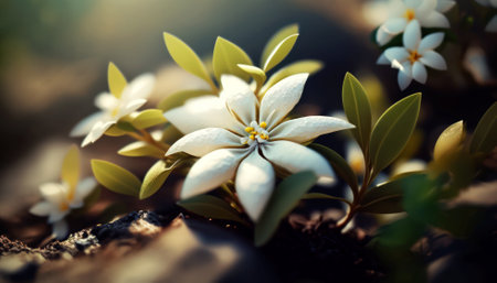 Beautiful white flower in the garden. Spring and summer concept.の素材