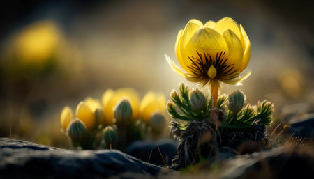 Pulsatilla patens (Pulsatilla patens) in bloomの素材