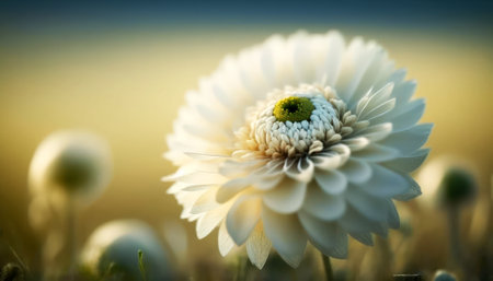 Beautiful white chrysanthemum flower on a meadowの素材