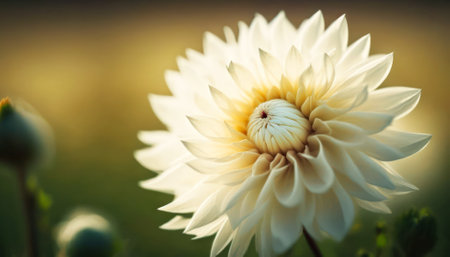White dahlia flower on nature background. Shallow depth of fieldの素材