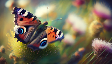 Butterfly on a flower. Selective focus. nature.の素材