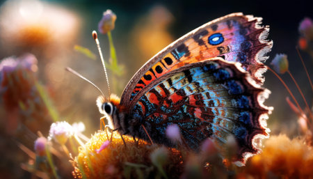 Butterfly on a flower. Colorful butterfly in nature.の素材
