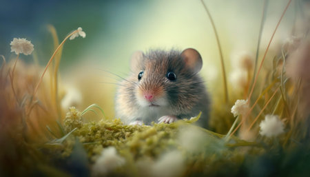 Hamster in the grass. Animal in the nature. Wildlife scene.の素材