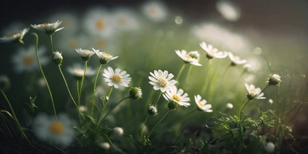 Daisy flowers in the morning sunlight. Soft focus, shallow DOF.の素材