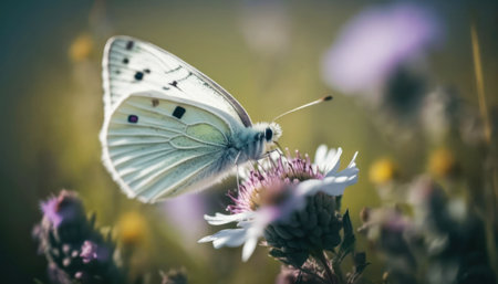 butterfly on a flower in the meadow, macro photoの素材