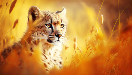 Portrait of a cheetah in the grass. Wildlife scene from Africa.の素材