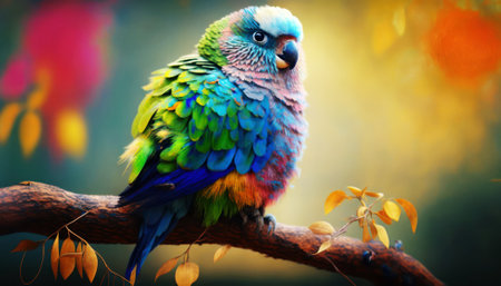 Beautiful parrot in the park. Colorful parrot.の素材