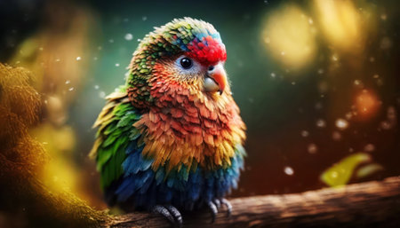 Colorful parrot sitting on a branch. Bird in the nature.の素材