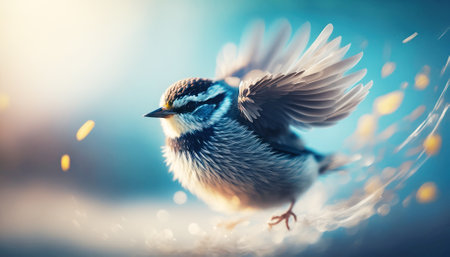 Eurasian Blue Tit (Sitta europaea) sitting on a branch in winter.の素材