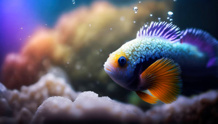 Beautiful colorful fish in aquarium. Aquarium fish. Tropical fish.の素材