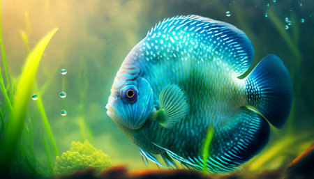 Beautiful blue tropical fish. Underwater world. Underwater world.の素材