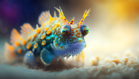 Tropical fish on the sand. Underwater world. 3d illustrationの素材