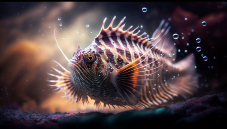 Lionfish (Pterois volitans) in aquarium.の素材