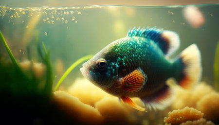 Colorful fish in the aquarium. Underwater world. Underwater world.の素材