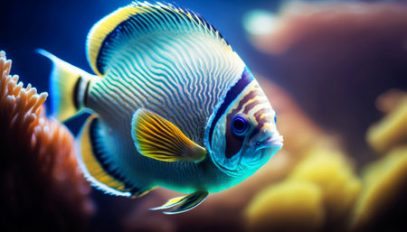 Beautiful tropical fish in the aquarium. Underwater world. Marine life.の素材