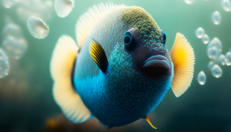 Tropical fish in the aquarium. Underwater world. 3d renderingの素材
