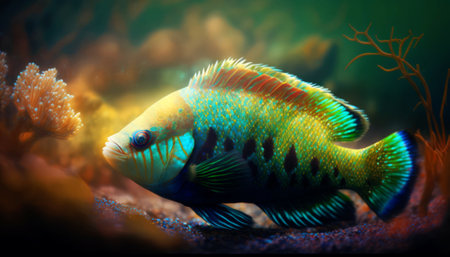 Colorful fish in aquarium. Underwater world. Underwater world.の素材