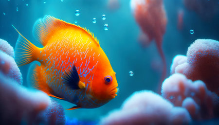 Colorful tropical fish in the aquarium. Aquarium. Underwater world.の素材