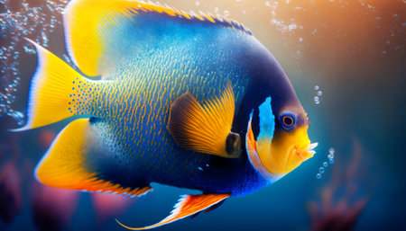 Beautiful tropical fish in the sea. Tropical fish in the aquarium.の素材