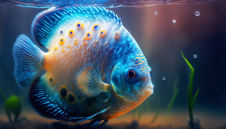 Close up of discus fish in an aquarium. Aquarium.の素材