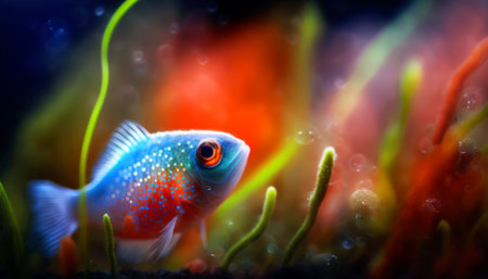 Colorful tropical fish in aquarium. Underwater world. Underwater world.の素材