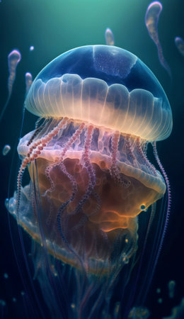 Jellyfish swimming in the water. Jellyfish in the aquarium.の素材