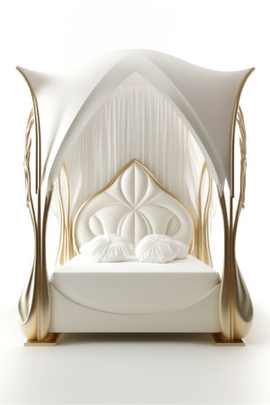 3d illustration of a white sofa with a canopy on a white backgroundの素材