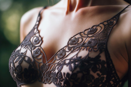 Close up view of sexy female body in lace lingerie. Sexy lady in underwear.の素材