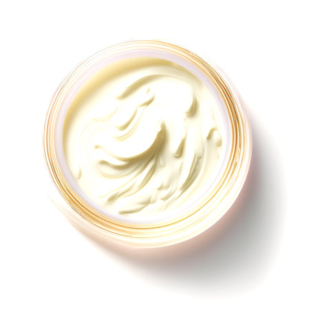 Creamy face cream in a jar on white background. Vector illustration.の素材