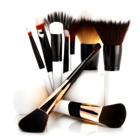 makeup brushes isolated on a white background. studio. photo.の素材
