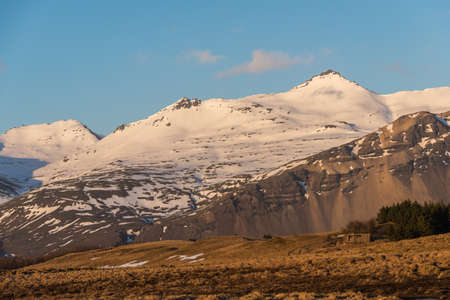 Hut on the mountain in Icelandの写真素材