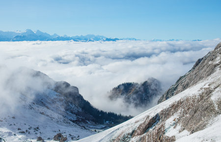 this is a photo of mount pilatusの写真素材